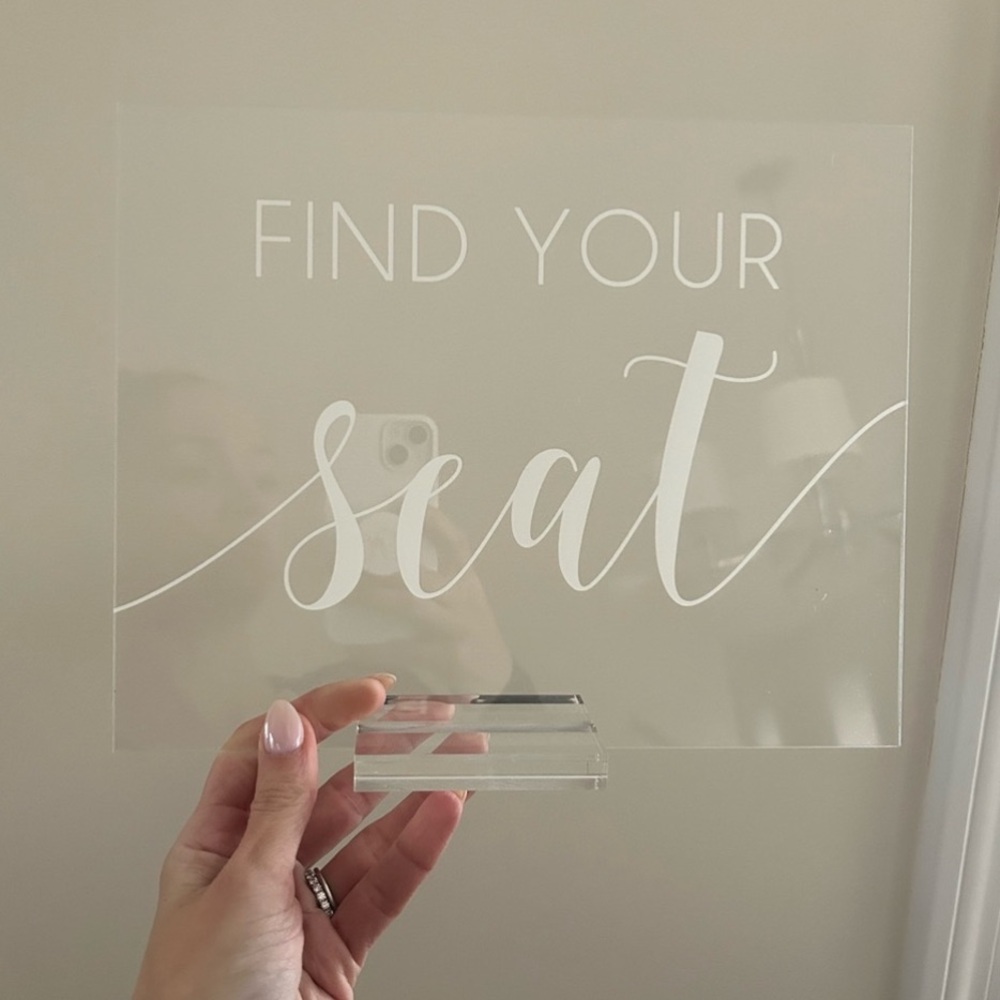 Find your seat wedding or event acrylic sign